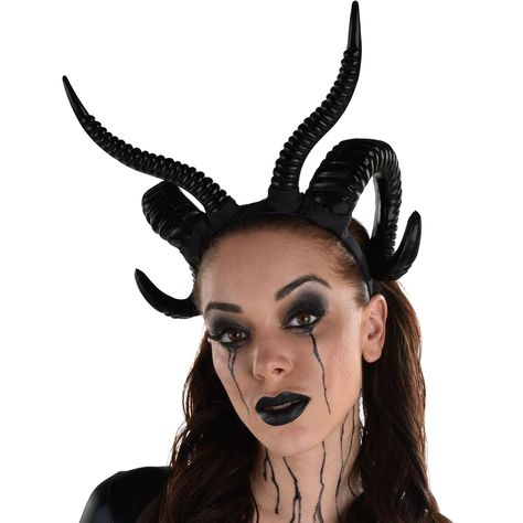 Black Horns Costume, Demon Cosplay Makeup, Female Demon Makeup, Demon Costume Ideas, Black Demon Makeup, Demon Make Up, Demon Costume Female Halloween, Demon Makeup Female, Demon Halloween Makeup