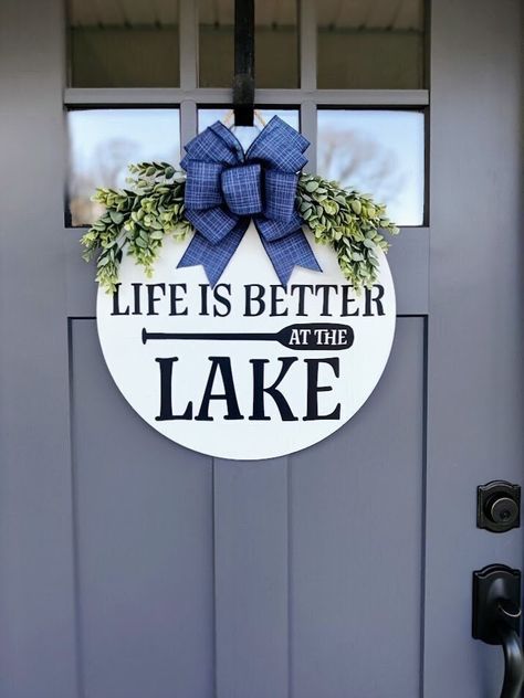 Excited to share the latest addition to my #etsy shop: Front Door Decor | Life is Better At THe Lake | Lake House | Front Door Wreath | Lakehouse Sign | Summer Wreath | Home Decor https://etsy.me/3XMq1EI Lake House Welcome Sign, Lake House Door Hanger, Lake Wreath Ideas, Lake Door Hanger, Lake House Front Door, Lakehouse Sign, Lake Wreath, Door Signs Diy, Handmade Wood Signs