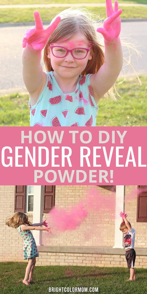 Diy Gender Reveal Powder, Powder Gender Reveal, Gender Reveal Powder, Baby Shower Reveal Ideas, Diy Gender Reveal, Gender Reveal Diy, How To Make Pink, Condiment Bottles, Gender Reveal Themes