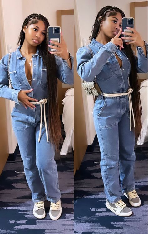 Light Blue Fitted Denim Jumpsuit Casual Style, Luxury Fitted Light Blue Sets, Light Blue Fitted Denim Jumpsuit, Light Blue Outfit Ideas, Fitted Light Wash Denim Jumpsuit With Button-up, Blue Denim Jumpsuit For Streetwear, Classy Fits, Effortlessly Chic Outfits, Girls Summer Outfits