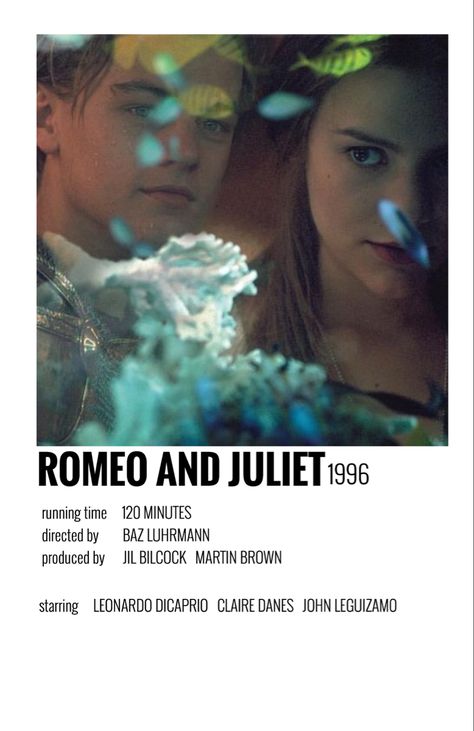 Romeo And Juliet Movie Poster, Minimal Film Poster, Romeo Juliet 1996, Juliet 1996, Juliet Movie, Iconic Movie Posters, Baz Luhrmann, Claire Danes, Movie Poster Wall