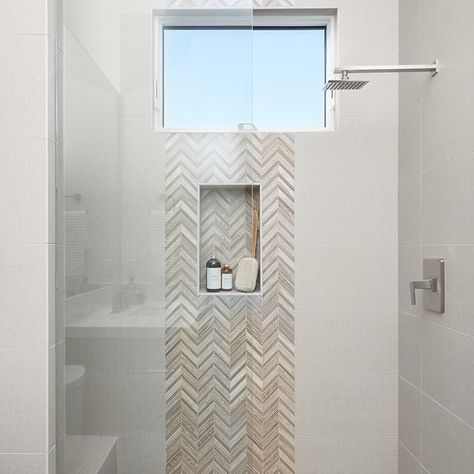 Chevron Waterfall shower tile Marble Mosaic Bathroom, Master Bath Tile, Porcelain Tile Bathroom, Shower Floors, Arizona Tile, Marble Tile Bathroom, Bathroom Shower Walls, House Bathrooms, Pool Bath