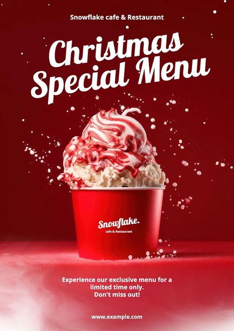 Christmas menu poster template, editable text and design | premium image by rawpixel.com / north Christmas Food Menu Design, Merry Christmas Social Media Post, Christmas Posts Instagram, Ice Cream Christmas, Christmas Menu Design, Menu Poster, Christmas Marketing, Christmas Adverts, Food Poster Design