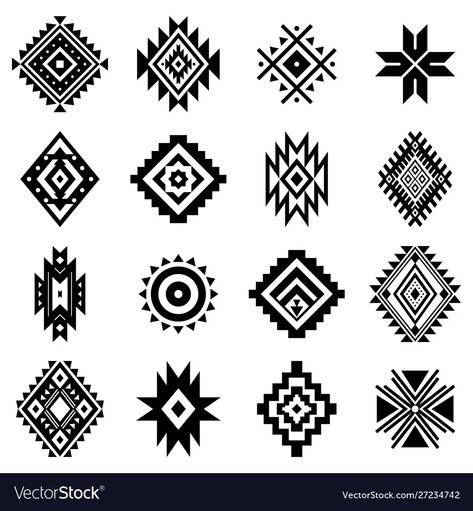 Aztec Print Tattoo, Aztec Doodles, Aztec Design Pattern, Arte Bob Marley, Aztec Symbols, Navajo Pattern, Native American Patterns, Geometric Symbols, Vector Elements