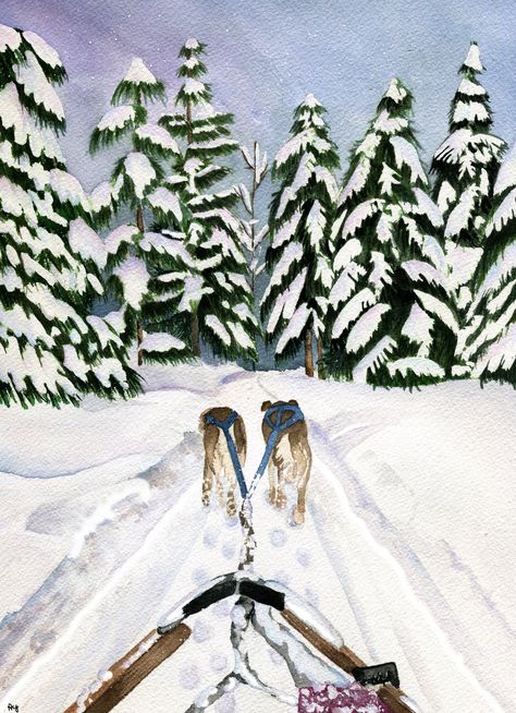 Mush!  This is a watercolor piece of a dog sled team in Whistler, Canada. All prints are on high quality watercolor paper by Giclee.  Prints are produced on acid-free papers using archival inks to guarantee that they last a lifetime without fading or loss of color.   Prints are sold unframed.  Photos with frames are for visualization purposes only.  Actual color may vary slightly due to monitor settings. This print is available in a variety of sizes, which can be seen on the size drop down menu. Dark Crystal Movie, Dog Sled, Whistler Canada, Painting Snow, Snow Dogs, The Dark Crystal, Watercolor Dog, Mountain Paintings, Mountain Art