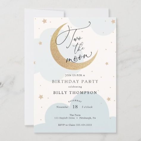 Moon Gender, Moon Baby Shower Invitation, Two The Moon, Baby Shower Party Invitations, Blue Baby Shower Invitations, Twins Baby Shower Invitations, Grey Baby Shower, Gender Neutral Baby Shower Invitations, Moon Baby Shower