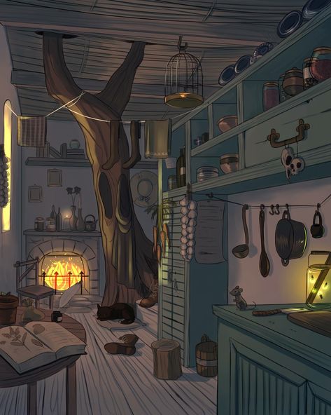 House Interior Illustration, Home Bedroom Ideas, Chinese Tiger, Scenery Background, Concept Home, Cozy Aesthetic, Witch Art, A Witch, Urban Fantasy