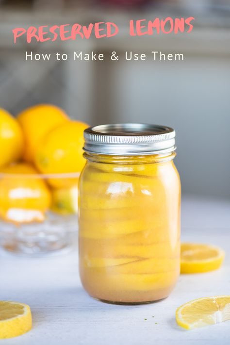 This easy preserved lemon recipe is a great way to use up all those lemons from your tree. This recipe preserves the lemons for 6 months in a mason jar and the article includes a variety of ways to use preserved lemons in your recipes. #preservedlemons #lemonrecipes Fresh Lemon Recipes, Preserved Lemons Recipes, Preserved Food, Lemon Recipe, Kefir Recipes, Preserved Lemon, Lemon Uses, Homemade Jelly, Fermentation Recipes