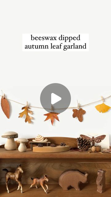 woodlark®  •  ashley on Instagram: "beeswax dipped autumn leaf garland 🍂 Sharing another longstanding autumn tradition— preserving autumn leaves with beeswax! Dipping your leaves in beeswax will help to preserve the color and you can use both fresh leaves and leaves that have been pressed. They keep well and can be stored over multiple years— some of the leaves in our current collection are more than 5 years old and they still look great.   This is a great follow up project to the last two I shared— it’s a great way to use remaining beeswax after making hand-dipped candles and is how I preserve leaves after displaying them in nature weavings. I like to clip these onto a garland or onto string lights!  Materials: leaves (pressed or fresh), beeswax, metal bowl, sauce pan, parchment paper, t Pressed Leaf Crafts, Autumn Leaf Garland, Wax Crafts, Bio Materials, Hand Dipped Candles, Paper Twine, Types Of Wax, Autumn Crafts, Leaf Garland