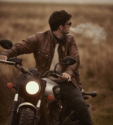 Vintage Motorcycle Style Men, Gentleman Motorcycle Style, Men And Motorcycles, Rugged Motorcycle Style Men, Photos With Motorcycles, Men’s Motorcycle Fashion, Men Motorcycle Photography, Biker Photoshoot Men, Motorcycle Outfit For Men