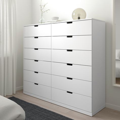 NORDLI 12-drawer chest, white, 63x57 1/8" - IKEA Nordli Ikea, Ikea Chest Of Drawers, Ikea Nordli, Painted Drawers, White Dresser, White Chests, Design Line, Drawer Unit, Bedroom Dressers