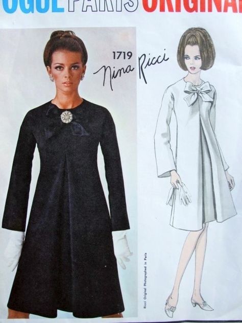 Nina Ricci Dress, Sixties Dress, Vogue Dress Patterns, Vintage Vogue Sewing Patterns, 1960 Fashion, Vintage Fashion 1950s, Fashion 1960s, Vintage Dress Patterns, Dress Making Patterns