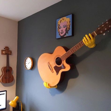 Casa Rock, Hanger Art, Guitar Wall Mount, Gerobak Dorong, Guitar Storage, Guitar Wall Hanger, Guitar Display, Red Right Hand, Resin Ornaments