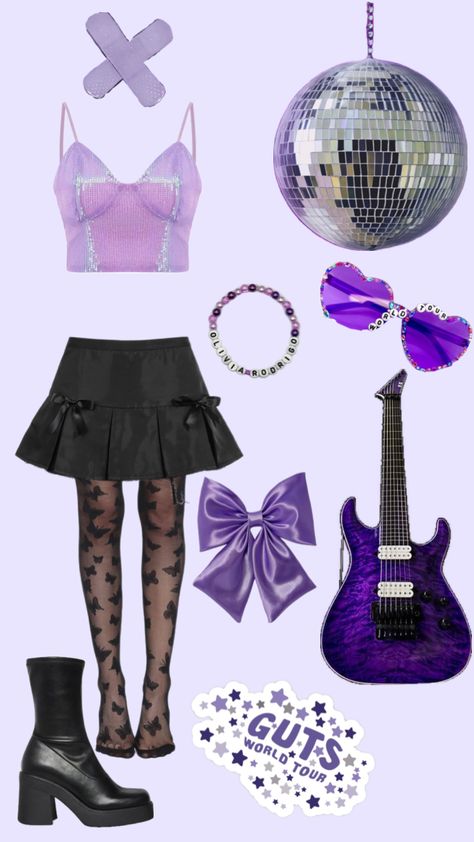 #oliviarodrigo#guts#gutsworldtour#purple#lavender#boots#stalkings#outfitinspo #tour#star#lacy#bow#skirt#or Lavender Boots, Bow Skirt, Purple Lavender, Best Artist, Concert Outfit, Lavender, Concert, Skirt, Purple