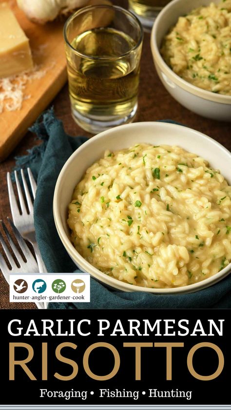 Lemon Garlic Risotto, Risotto Main Dish Recipes, Garlic Parm Risotto, Parmasean Risotto Recipes, Roasted Garlic Risotto, Mushroom Parmesan Risotto, Garlic Risotto Recipes, Easy Risotto Recipes Simple, Rizoto Recipe Risotto