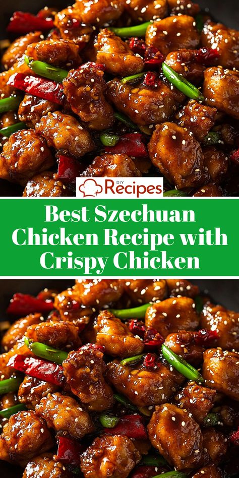 Make the best Szechuan chicken at home with crispy chicken cubes, stir-fried veggies, and a flavorful, spicy sauce. A restaurant-quality dish! Chicken Szechuan Recipes, Sezuan Chicken, Crispy Chicken Stir Fry, Szechuan Chicken Recipe, Cubed Chicken Recipes, Schezwan Chicken, Chicken Cubes, Cubed Chicken, Chicken Stir Fry Recipe