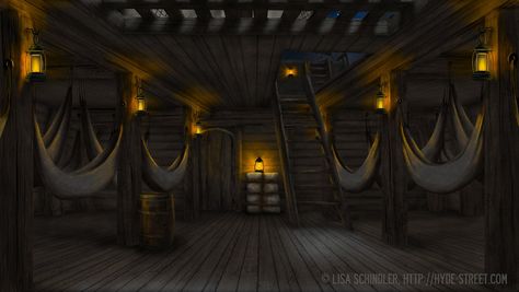 Pirate Ship Quarters | Pirate Series - Sleeping Quarters by LisaSchindler on DeviantArt Nautical Bar, Pirate Props, Pirate Movies, Captains Quarters, Dark Tide, Pirate Boats, Sleeping Quarters, Bg Design, Pirate Adventure