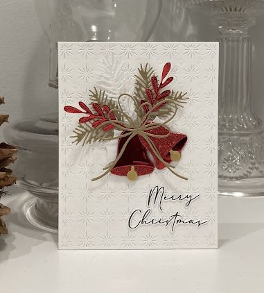 Poinsettia Cards, Nature Card, Diy Christmas Cards, Cards Christmas, Winter Cards, Embossing Folders, Christmas Bells, Gold Christmas, Jingle Bells