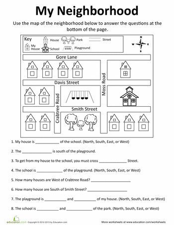 Worksheets: My Neighborhood Map Second Grade Map Skills, Map Symbols Worksheet, Map Reading Worksheets, Cardinal Points Worksheets, Map Worksheets For Kids, 1st Grade Social Studies Worksheets, 2nd Grade Geography, Social Studies Maps, Teaching Maps