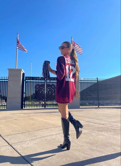 Game day outfit! Wags ! Football! Jersey! Boots! Texas A&m Game Day Outfit, M&m Game, Us Soccer, Game Day Outfit, Orange Texas, Custom Football, Gameday Outfit, Fantasy Football, Day Outfit