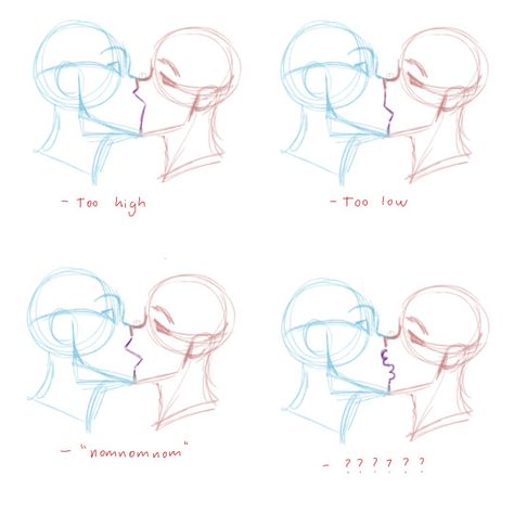 Art Tutorials and References — How I draw kisses! Kissing Poses, Kissing Drawing, Kiss Art, Drawing Quotes, Small Drawings, Drawing Expressions, Drawing Templates, Poses References, Drawing Base