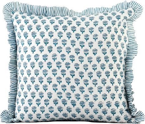 Amazon.com: CPC Pink Sapphire Ruffle Throw Pillow Covers for Couch, 20x20 Inch Cotton Stripe Ruffle Couch Pillows for Living Room, Hidden 16 Inch Zipper Boho Pillow Case or Cute Outdoor Pillows : Sports & Outdoors Pillows For Living Room, Ruffle Pillow, Block Printed Pillows, Green Throw Pillows, Decorative Pillows Couch, Hamptons Style, Farmhouse Pillows, Blue Throw Pillows, Boho Pillow