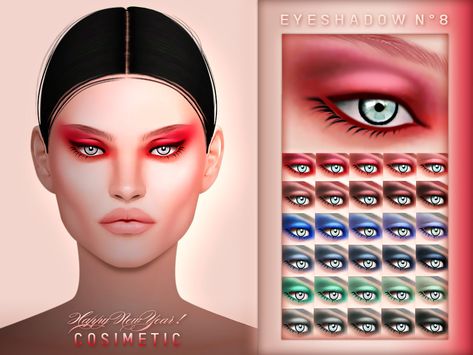 Sims 4 Red Eyeshadow, Sims 4 2023, Ts4 Cc Alpha, Ts4 Makeup, The Sims 4 Sims, Makeup Charts, Sims 4 Makeup, Cc Packs, Sims 4 Cas Mods