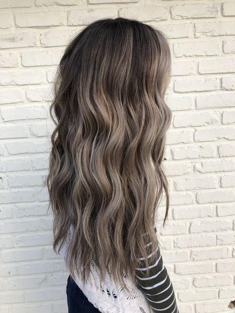 Western Brunette Hair, Very Dark Blonde Hair, Halo Placement Hair Color, Blond Going Brunette, Brunette With Minimal Highlights, Winter Hair Color Balayage, Brunette Hair With Ash Blonde Highlights, Ashy Brown With Money Piece, Ashy Blonde Balayage On Dark Hair