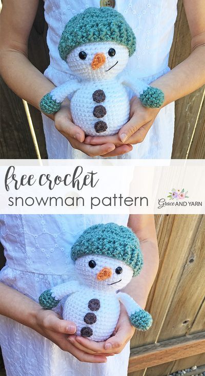 Grace And Yarn, Crochet Snowman Pattern, Christmas Crochet Patterns Free, Snowman Pattern, Crochet Snowman, Crochet Xmas, Crochet Christmas Decorations, Pola Amigurumi, Snowmen Patterns