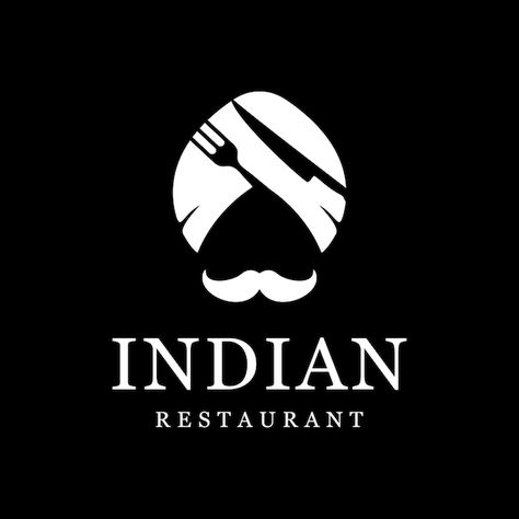 Indian Mustache, Logo Design Indian, Indian Food Logo, Food Logo Ideas Creative, Indian Restaurant Logo, Logo Design Inspiration Restaurant, Indian Logo Design, Desi Kitchen, Mustache Logo