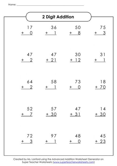 2-digit Addition Worksheets - With And Without Regrouping D34 Addition No Regrouping, Adding Worksheets, 2 Digit Addition, 2nd Grade Math Worksheets, Addition Worksheets, Educational Worksheets, 2nd Grade Math, Math Worksheets, 2nd Grade