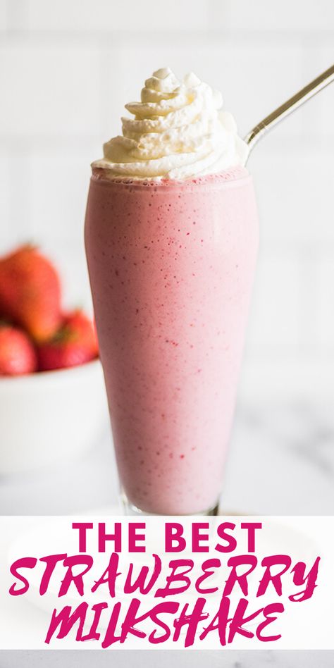 Stuff To Make In A Blender, Strawberry Ice Cream Shake, Easy Strawberry Milkshake, Strawberry Ice Cream Milkshake, Ideas For Frozen Strawberries, Things To Do With Frozen Strawberries, Blendjet Milkshake Recipe, Strawberry Milk Shake Recipes, How To Make Strawberry Milkshake