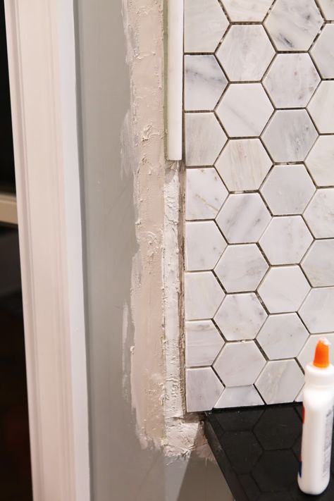 Shower Edge Trim, Wall Tile Edge Trim Ideas, Kitchen Backsplash Trim Edge, Backsplash Trim Edge, Tile Edging Trim Ideas Bathroom, Kitchen Backsplash Edge Finish, Backsplash Tile Edge Finish, Backsplash Trim, Backsplash Edge Ideas