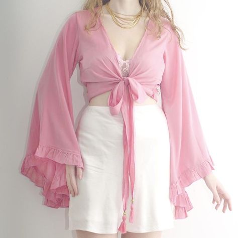 Flared Sleeves Top Outfit, Bell Sleeve Top Outfit, Feminine Era, Bell Sleeves Top, Bell Top, Dream Items, My Butterfly, Flared Sleeves Top, Pink Shade