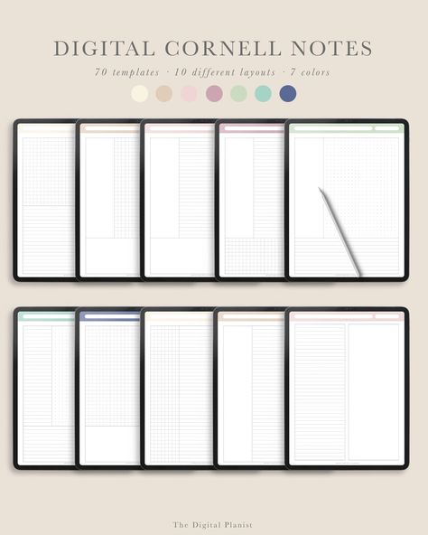 Digital Cornell Notes Templates for Ipad and Tablet | Note Taking Templates for Digital writing | Instant Download https://etsy.me/3bcilVs #rainbow #backtoschool #gray #cutenotetemplates #aestheticnotepdf #studynotes #lecturenote #universitynotes #studentnotetaking Goodnote Planner, Notes Cornell, Digital Notepad, Notes Templates, Cornell Notes Template, Digital Writing, Cornell Notes, One Note, Printable Notes