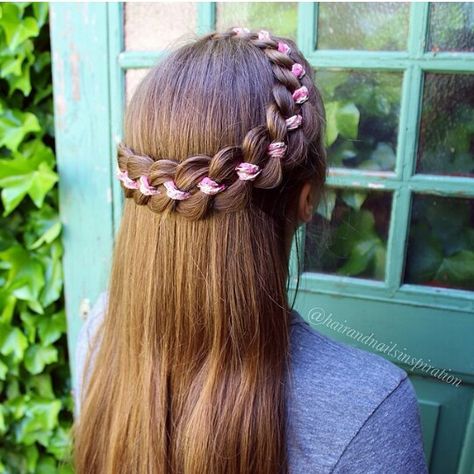 Half up, half down ribbon crown~<3 Ribbon Crown, Hair Crown, Sassy Hair, Ribbon Hair, Crown Hairstyles, Half Up Half Down, Half Up, Beautiful Hair, Indian Fashion