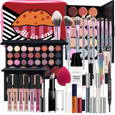 Makeup Kit For Wonmen Full Kit Eyeshadow Eyeliner lipgloss, Lipstick Makeup brushes Mascara Eyebrow pencil Concealer Face Powder Primer make up Set For Girls Beginners Brand: pomcral 4.5 4.5 out of 5 stars 135 ratings 400+ bought in past month Prime Big Deal Typical price: $32.99 Details Prime Price: $26.39 ($1.65 / Ounce) FREE Returns You Save: $6.60 (20%) Exclusive Prime price Make Up Primer, Stick Makeup, Balm Lipstick, Powder Concealer, Lipstick Palette, Concealer Palette, Basic Makeup, Eyeshadow Eyeliner, Too Faced Concealer