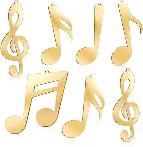 Amazon.com: 15 Christmas Treble Clef Ornament Hanging Musical Note Ornament Treble Clef Christmas Tree Decoration Treble Clef Instrument Ornament with Gold Ribbon for Xmas Tree Music Jewelry Women Girl (Gold) : Home & Kitchen Music Note Party Decorations, Music Notes Decorations, Music Wall Decor, Music Themed Parties, Christmas Material, Music Jewelry, Indoor Decoration, Music Wall Art, Treble Clef