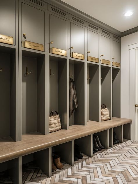 15 Mudroom Storage Ideas – The DIY Desire Mudroom Lockers Shoe Storage, Barndo Mud Room, Mudroom Big Family, Floor To Ceiling Mudroom Lockers, Small Mudroom Locker Ideas, Mudroom Cubbies With Doors, Big Mudroom Ideas, Mudroom Room Ideas, Mudroom Ideas Garage