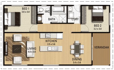 Redgum 84 – Atlas Living Transportable Homes, Granny Flat Plans, Flat Plan, Home Extensions, Affordable Homes, Granny Flats, 2 Bedroom House Plans, Small House Floor Plans, Tiny House Floor Plans