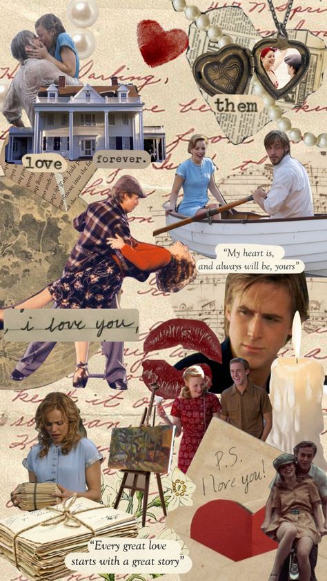 #love #romance #aestheticcouple #aesthetic #fallinginlove #moodbaord #thenotebook #myfirstshuflle #vintage #shuffle Movie Lovers Aesthetic, The Notebook Wallpaper Aesthetic, The Notebook Collage, The Notebook Aesthetic Wallpaper, Notebook Movie Aesthetic, The Notebook Novel, Notebook Scenes, The Notebook Aesthetic, The Notebook Scenes