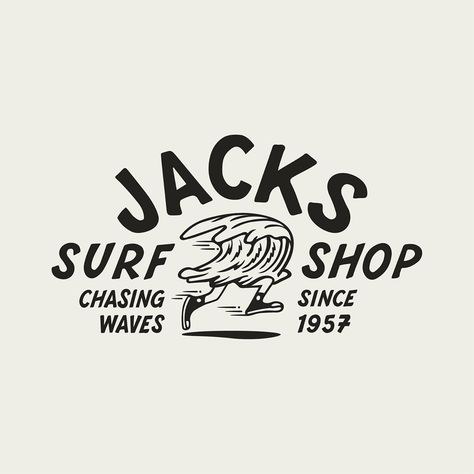 Nate Eglin on Instagram: “one of my favorites from an older collection of designs i made @jackssurfboards” Jacks Surf Shop, Surf Punk Aesthetic, Surf Brand Design, Vintage Surf Logo, Surf Font, Surf Logo Design, Surf Shop Logos, Surfing Logo, Surf Logos