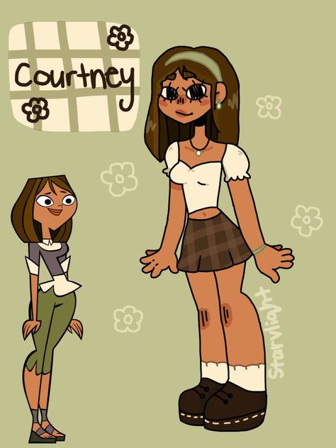 Courtney Redesign, Courtney Total Drama Fanart, Total Drama Fan Art, Blurry Colors, Courtney Satella, Island Outfit, Drama Total, Character Design Sketches, Drama Island