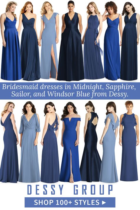 Find the perfect something blue from the Dessy Group! Stunning blue bridesmaid dresses from morning sky to midnight and every beautiful shade in between. Featuring 150+ styles to flatter every maids style. Prussian Blue Bridesmaid Dresses, Bridesmaid Dresses Deep Blue, Bridesmaid Dresses Midnight Blue, Shades Of Dark Blue Bridesmaid Dresses, Bridesmaid Dresses Shades Of Blue, Sapphire Blue Bridesmaid Dresses, Fall Blue Bridesmaid Dresses, Cobalt Blue Bridesmaid Dresses, Bridesmaid Dresses Blue Shades