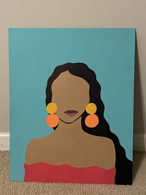 Latina Empowerment Art, Latina Canvas Painting, Feminism Canvas Painting, Black Women Canvas Paintings, Painting Ideas On Canvas Woman, Women Painting Easy, Latina Painting, Women Painting Acrylic, Painting Feminist