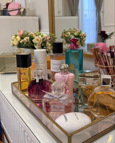 Dressing Room Decor, Expensive Perfume, Perfume Organization, Vanity Organization, Perfume Collection Fragrance, Perfume Scents, Perfume Lover, Fresh Fragrances, Sweet Fragrances