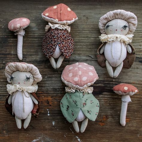 Mushroom Doll, Fabric Mushroom, Handmade Kids Toys, Mushroom Crafts, 9 Am, Mermaid Dolls, October 5, Creation Couture, Textile Doll