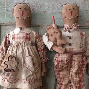 Doll Pattern Sewing, Primitive Gingerbread, Vintage Gingerbread, Christmas Primitive Decor, Cloth Doll Pattern, Halloween Witch Dolls, Christmas Primitive Crafts, Wooden Snowmen, Dolls Pattern