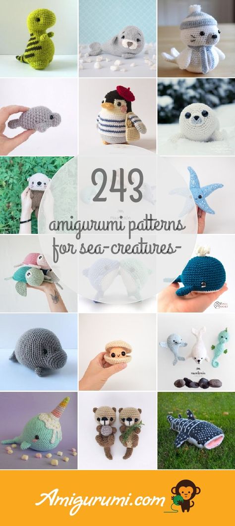 Amigurumi Free Pattern Sea Creatures, Crochet Sea Creatures Patterns, Sea Crochet Pattern Free, Ocean Baby Mobile Crochet Pattern, Crochet Amigurumi Sea Creatures, Amigurumi Sea Animals, Crochet Mini Sea Creatures Free Patterns, Crochet Amigurumi Free Patterns Sea Animals, Crochet Patterns Sea Creatures