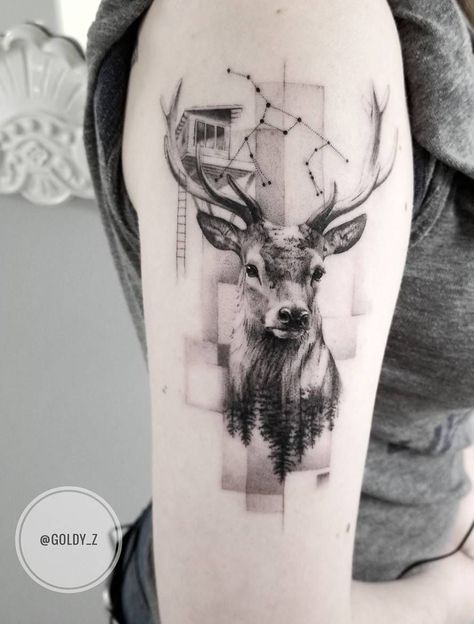 awesome fine line deer tattoo © tattoo artist Zlata Kolomoyskaya @goldy_z 💓💓💓💓💓💓 Hirsch Tattoo Frau, Deer Tattoos, Tattoos On Arm, Deer Tattoo Designs, Stag Tattoo, Hunting Tattoos, Typography Tattoo, Deer Tattoo, Head Tattoo